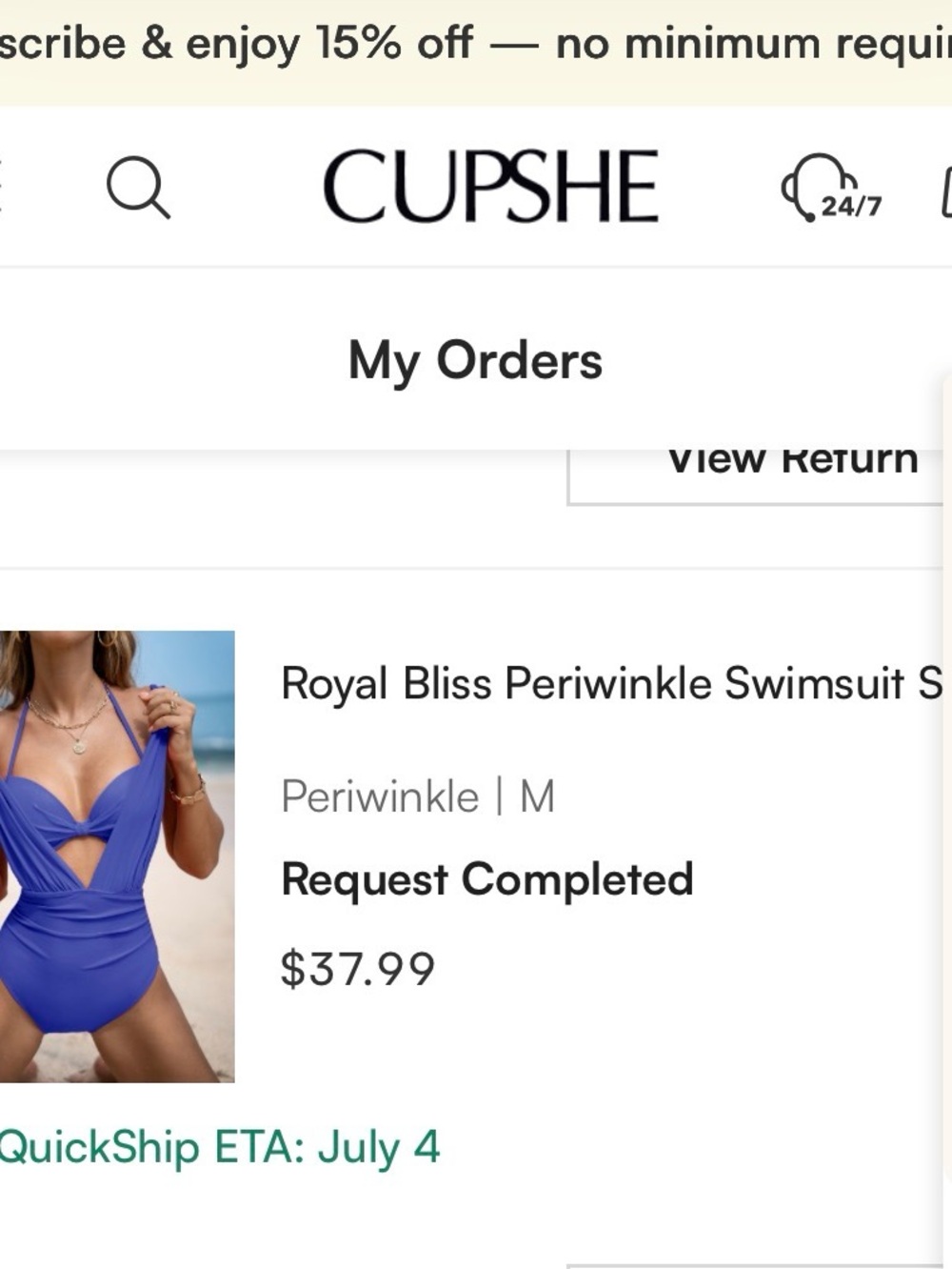 Cupshe Purple/blue One-Piece Swimsuit with Ruched Front bikini top